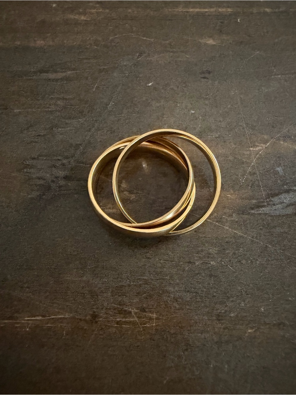 18K Gold Filled Interlocking Ring | Triple Band Design | Size 7